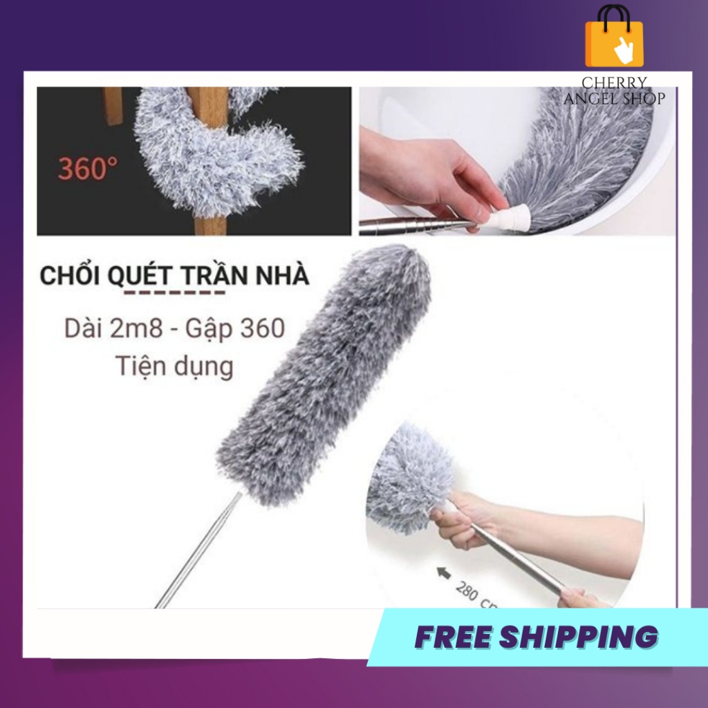 Chổi Quét Trần Gấp Gọn 2m8 Thông Minh Tiện Dụng - dọn dẹp nhà cửa nhanh chóng/ có sỉ