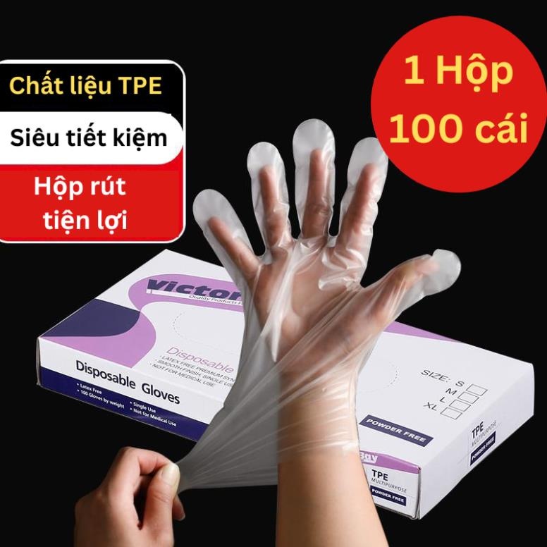 Hộp 100 Găng Tay Tiện Lợi Siêu Dai Victoria Bay - Hộp Găng Tay Rút Làm Bếp, Dọn Dẹp Vệ Sinh/ Có sỉ