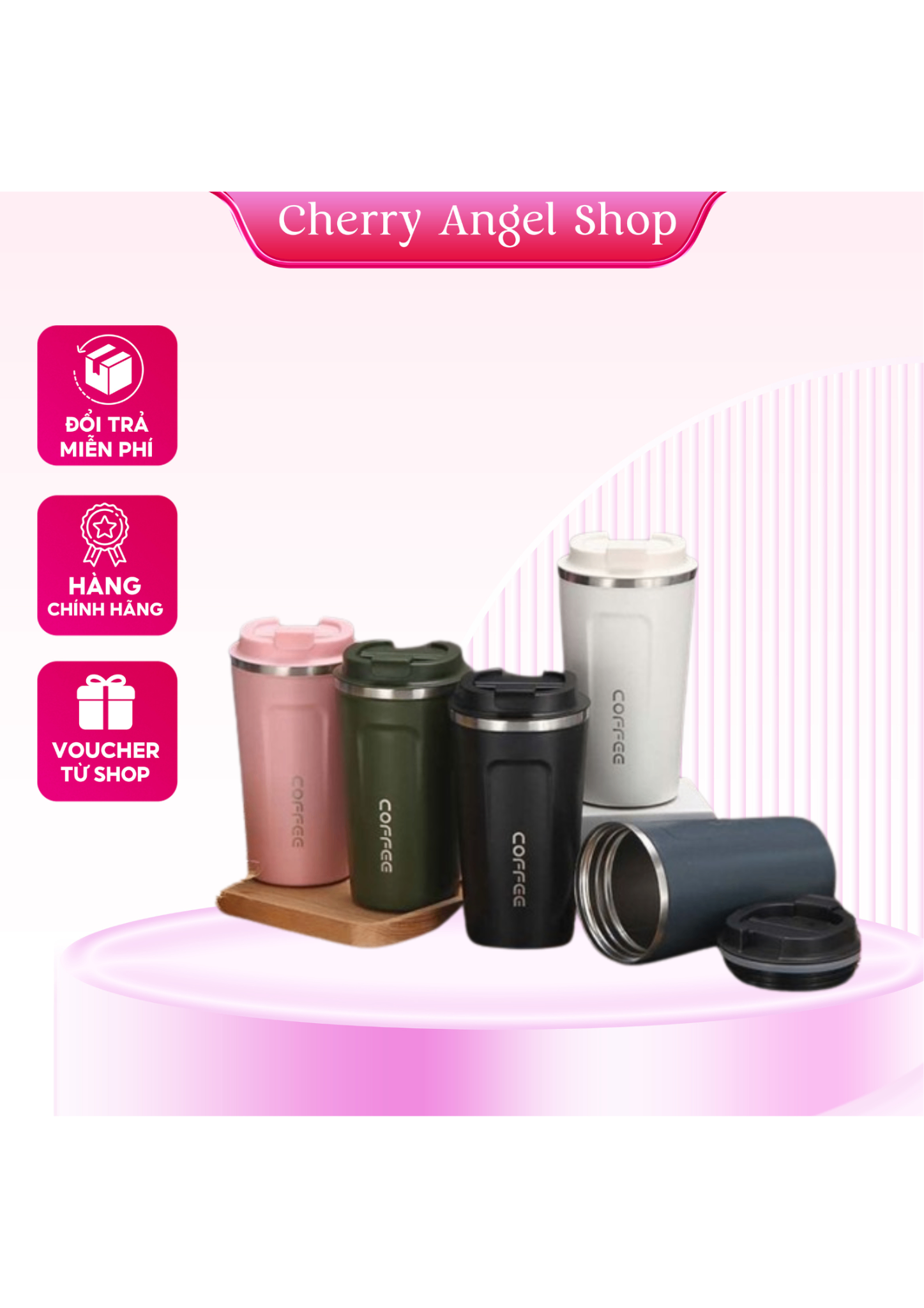 Ly - Cốc giữ nhiệt Coffee, inox 304, chống tràn, ly uống cafe, đựng nước, lạnh ( LY CAFE NHÁM 510 )/ có sỉ