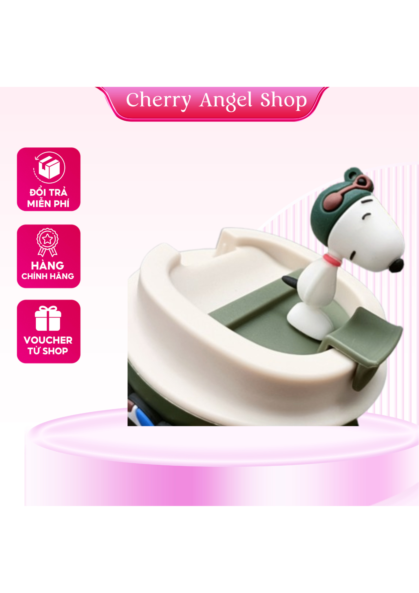 Cốc Giữ Nhiệt SNOOPY Chất Liệu Inox 304 Dung tích 500ML, Ly Giữ Nhiệt Có Sticker Và Quai Xách Siêu Hot/ có sỉ