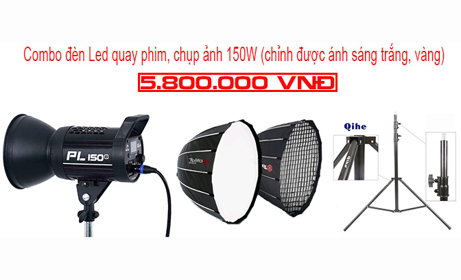 combo den led softbox chân