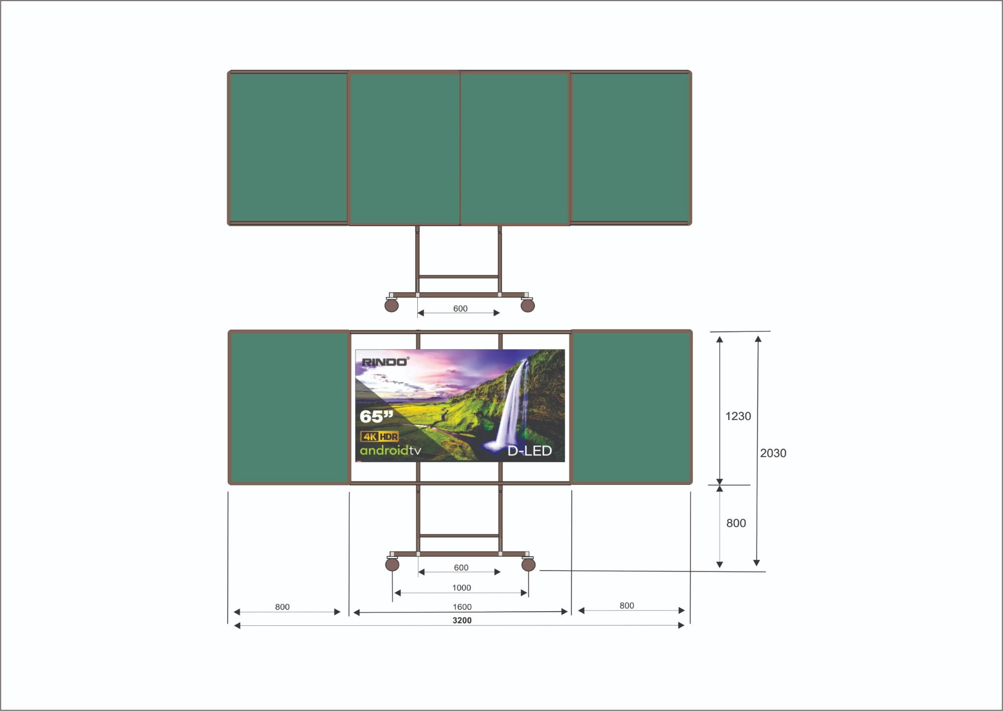 Bảng trượt ngang 2 lớp 2 trượt di động