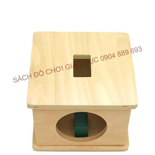 Hộp Imbucare-lăng trụ đều chữ nhật, Thả lăng trụ chữ nhật vào hộp gỗ - Giáo cụ montessori cho trẻ từ 0 đến 3 tuổi