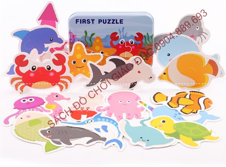 Ghép hình 2 mảnh puzzle 2 mảnh hộp dắt chủ đề Sinh vật biển