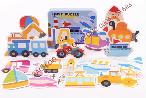 Ghép hình 2 mảnh puzzle 2 mảnh hộp dắt chủ đề Phương tiện giao thông 1