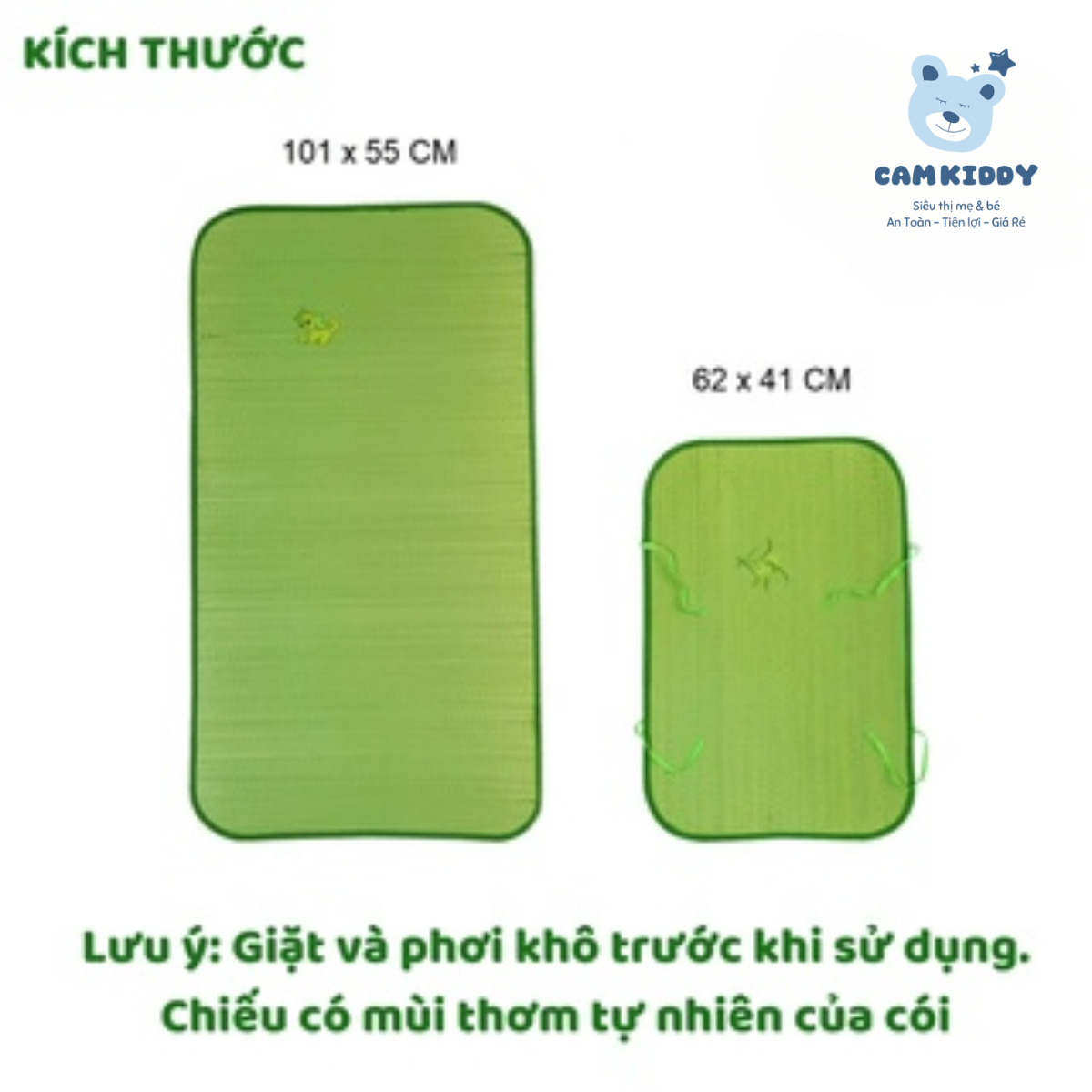 Chiếu cói nằm võng lót nôi cũi nằm mát cho bé sơ sinh cỡ to 55x101 cm