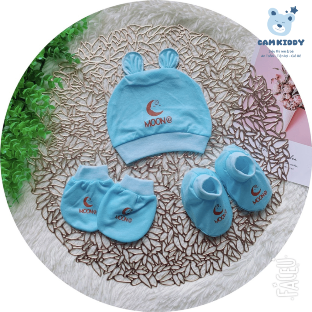 Set mũ bao tay chân cotton cho bé ( nhiều mẫu )