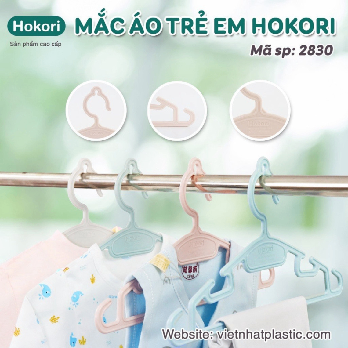 Set 10 móc nhựa em bé cao cấp Hokori Việt Nhật