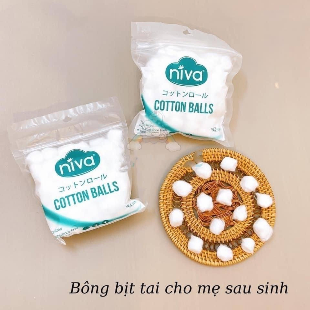 Gói 100 viên bông nhét tai cho mẹ sau sinh Niva