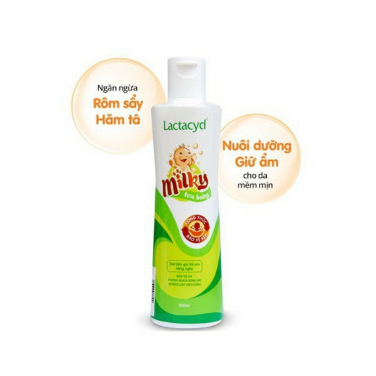 Sữa tắm gội Latacyd Milky chống rôm sảy 250ml cho bé sơ sinh