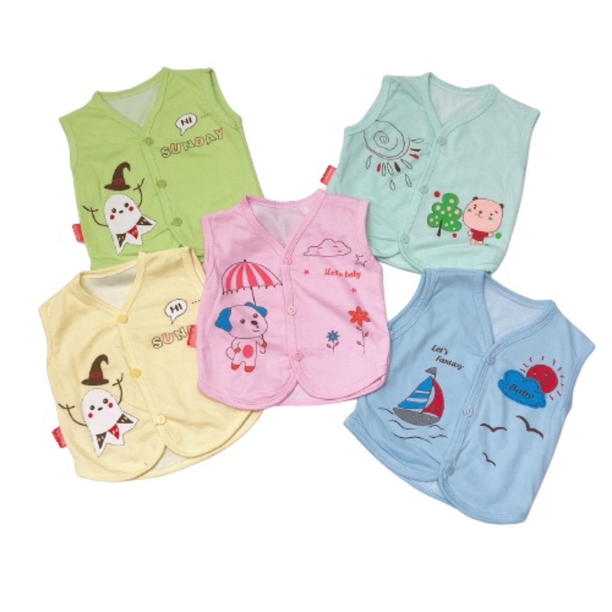 Áo Gile cotton 2 lớp hè thu cho bé có 3 SIZE 3-8kg