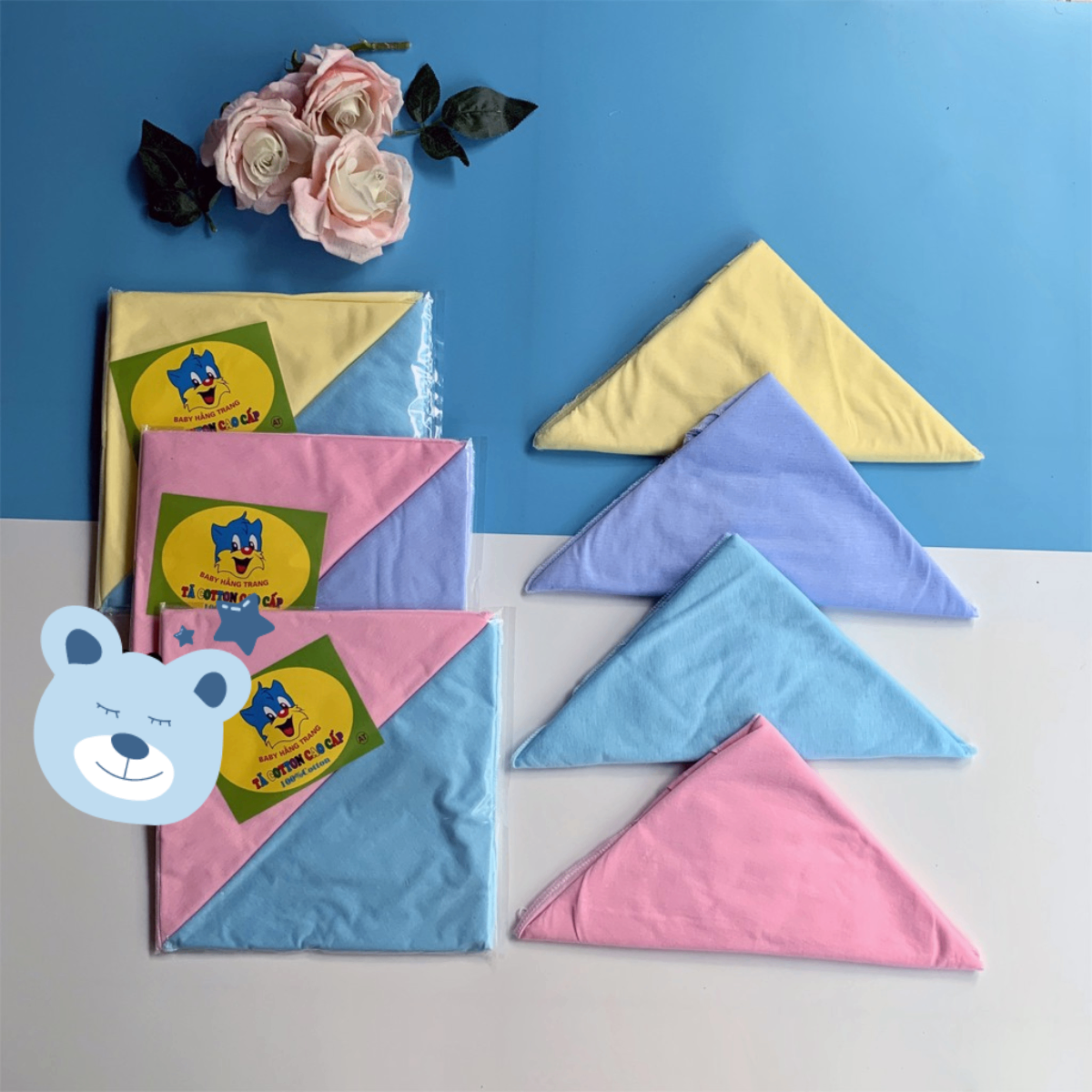 Set 10 tã chéo Thủy Tiên 100% cotton cho bé sơ sinh MÀU TRƠN