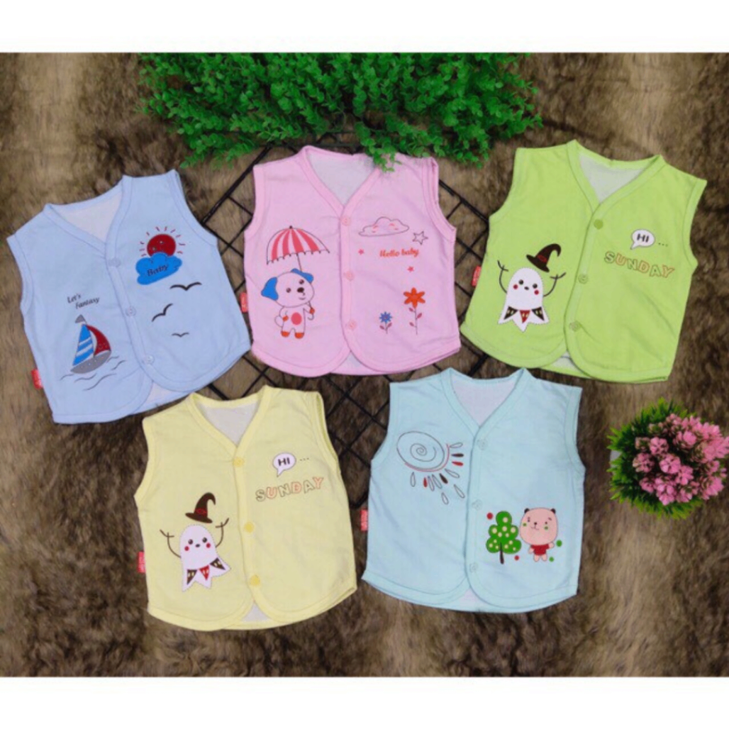 Áo Gile cotton 2 lớp hè thu cho bé có 3 SIZE 3-8kg