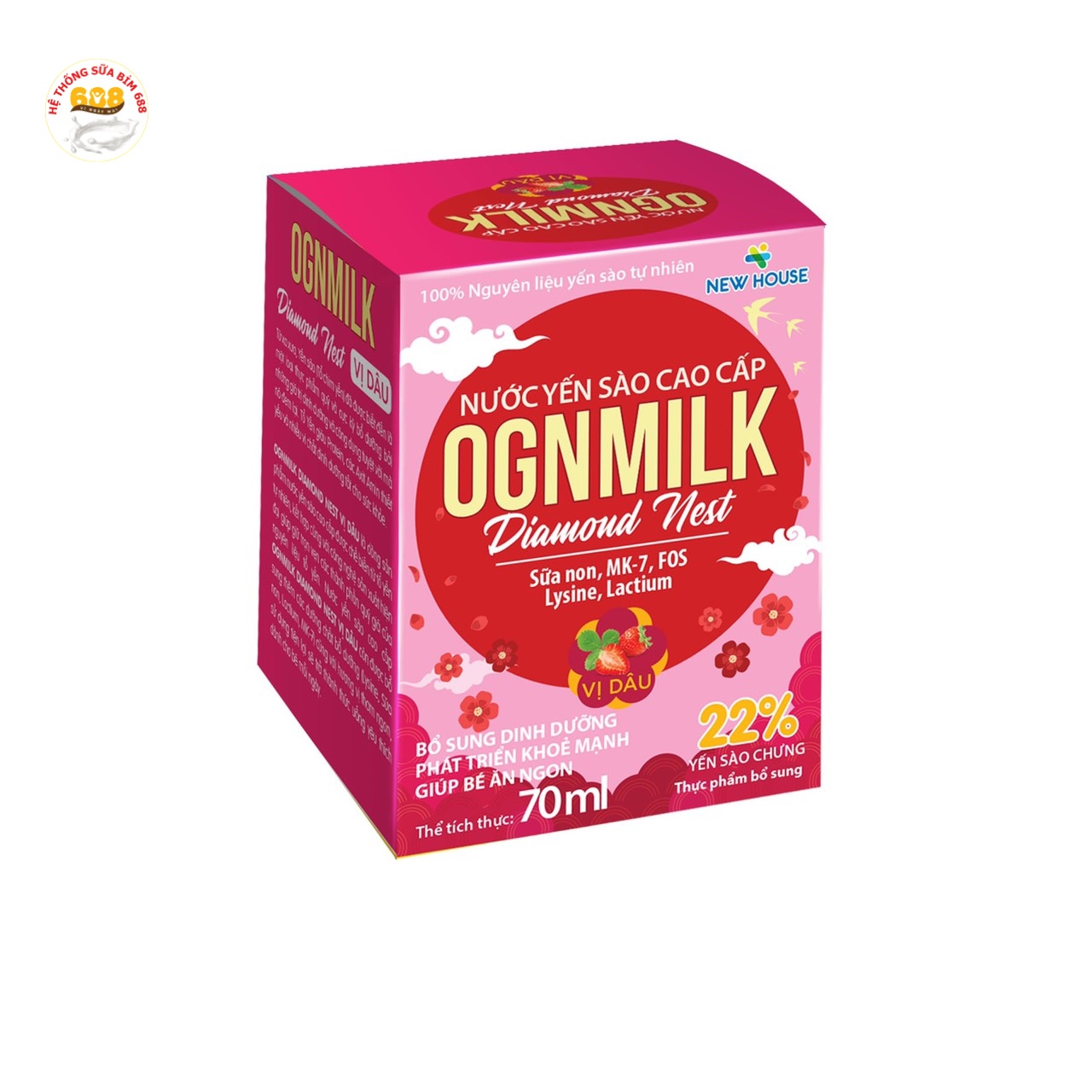 Nước yến sào cao cấp ognmilk vị dâu (1 lọ)