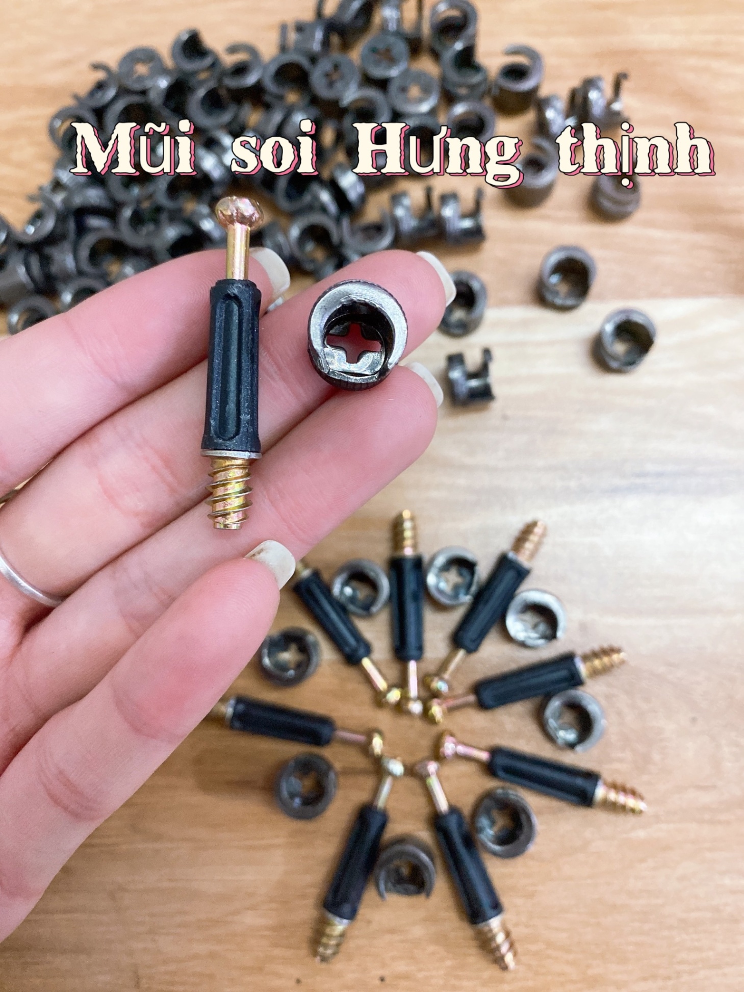 chốt-ốc cam 2 thành phần (100 chiếc) - ỐC ĐEN