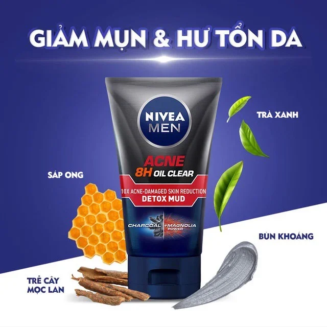 Sữa rửa mặt Nivea Men ACNES 8H OIL CLEAR 100G