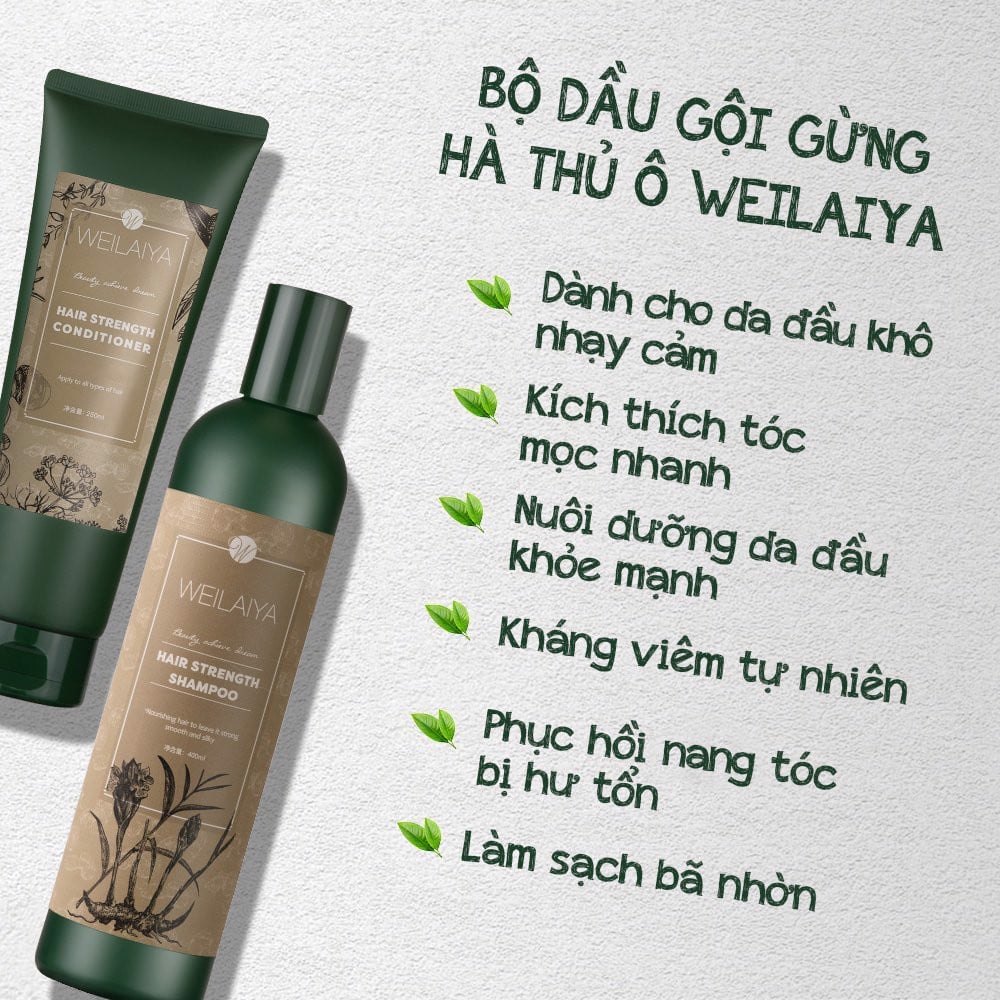 dầu gội weilaya hà thủ ô 250ml (BÁN THEO CẶP GỘI XẢ)