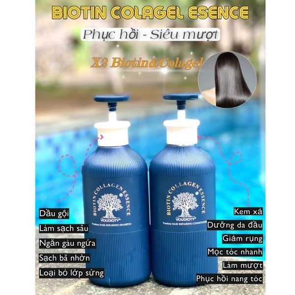 Cặp Dầu gội xả biotin coolagen esence phục hồi (xanh) 500ml