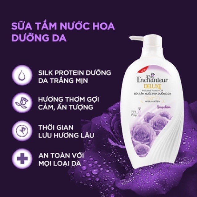 sữa tắm nước hoa Enchanteur tím 650g