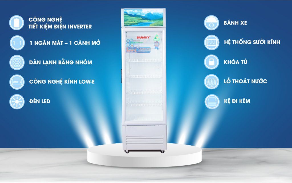 Tủ mát Sanaky VH-308K3L 240L inverter 1 cánh