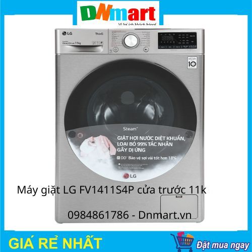 Máy giặt LG FV1411S4P inverter cửa trước 11kg, màu xám