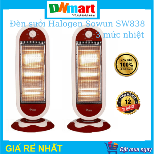 Quạt sưởi Halogen Sowun SW838, 3 mức nhiệt