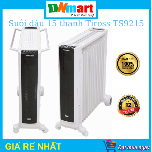 Sưởi dầu Tiross TS9215 15 thanh, có hẹn giờ