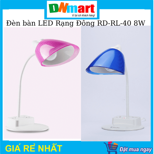 Đèn bàn LED Rạng Đông RD-RL-40 8W tích hợp ổ cắm, USB