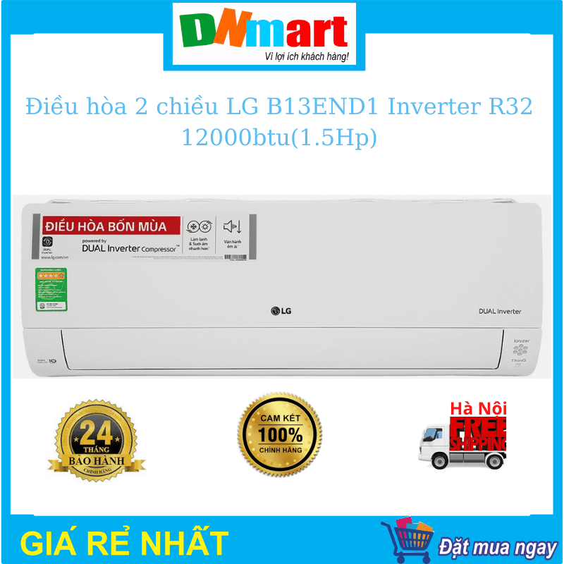 Điều hòa LG B13END1 2 chiều inverter R32 12000btu(1.5Hp)