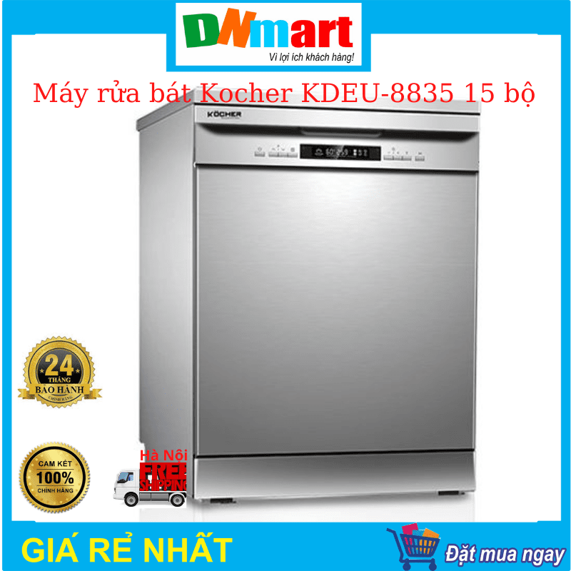 Máy rửa bát Kocher KDEU8835 15 bộ, độc lập hoặc âm tủ