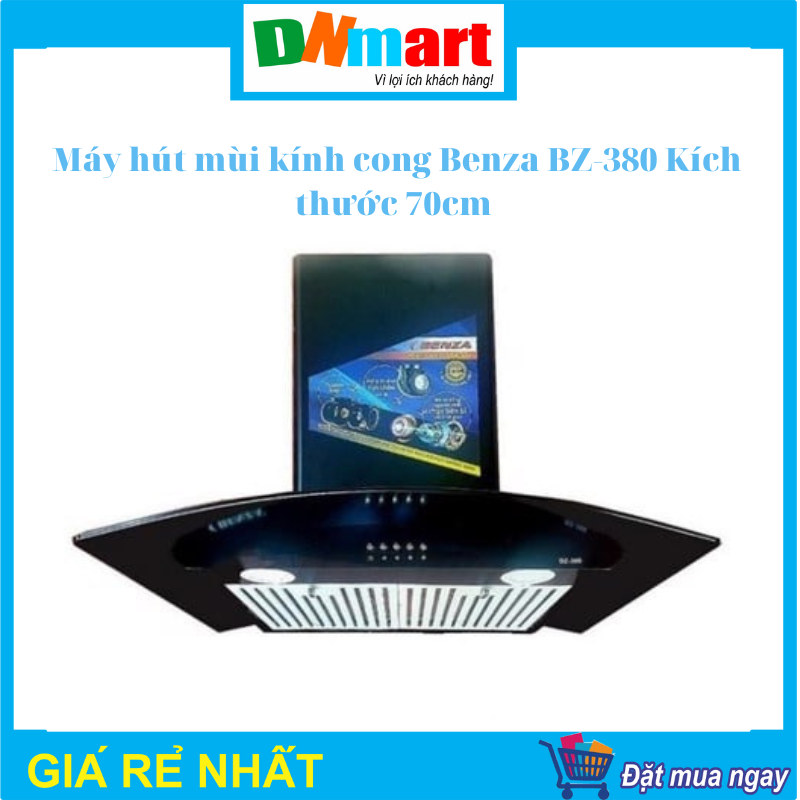 Máy hút mùi kính cong Benza BZ-380 kích thước 70cm