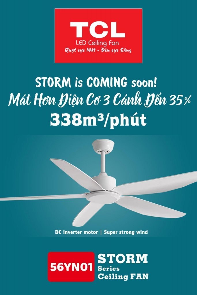 Quạt trần TCL 56-YN01(W) 5 cánh điều khiển, màu trắng