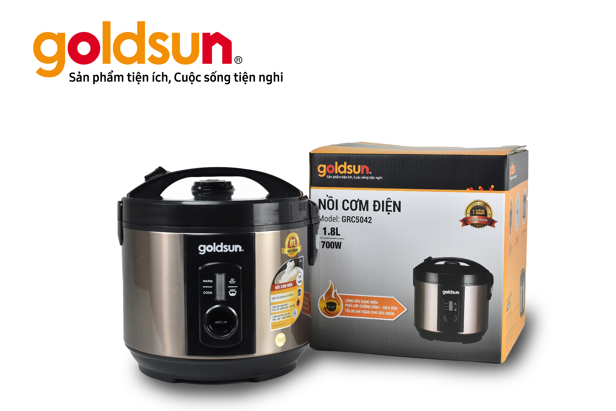 Nồi cơm điện Goldsun GRC5042 lòng niêu 1.8L