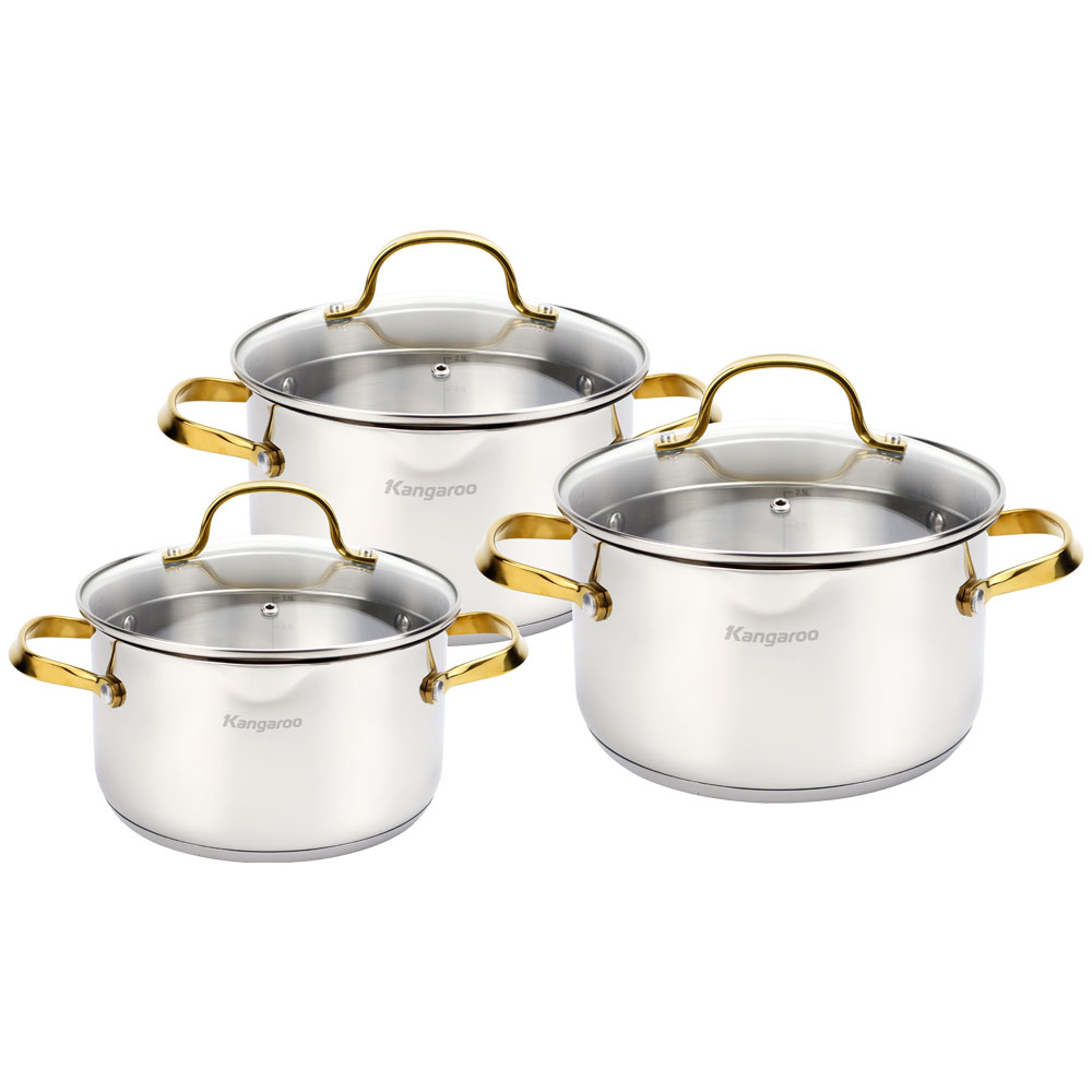 Bộ nồi inox Kangaroo KG2IP3S4 3 chiếc 5 lớp