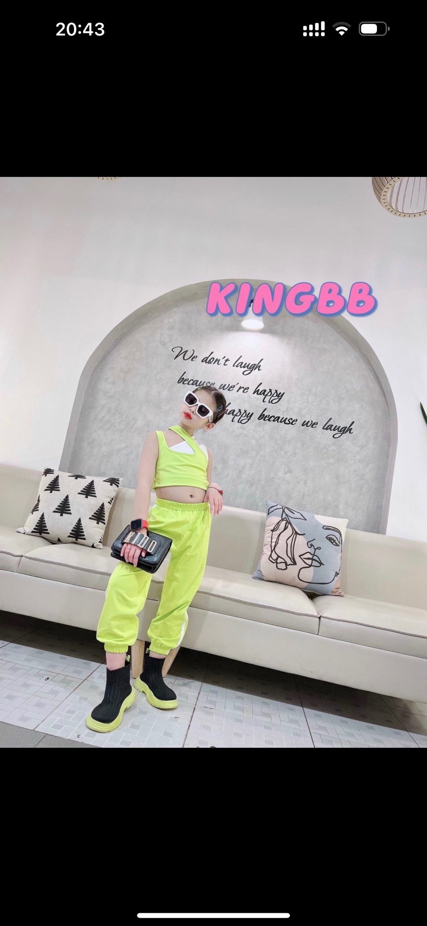 ￼bg33- bộ áo lệch vai quần alibaba cho bé