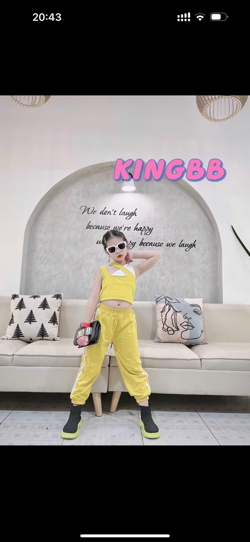 ￼bg33- bộ áo lệch vai quần alibaba cho bé