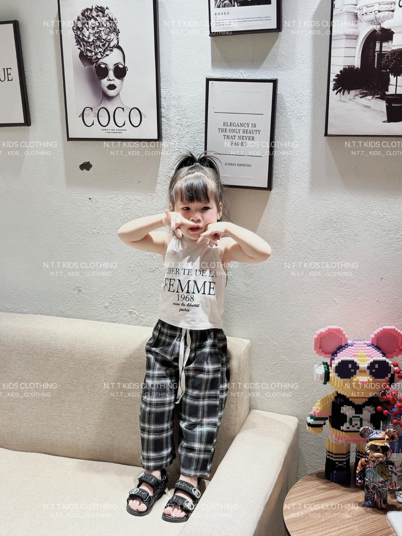 ￼bg31- bộ liber quần caro xuông bé gái