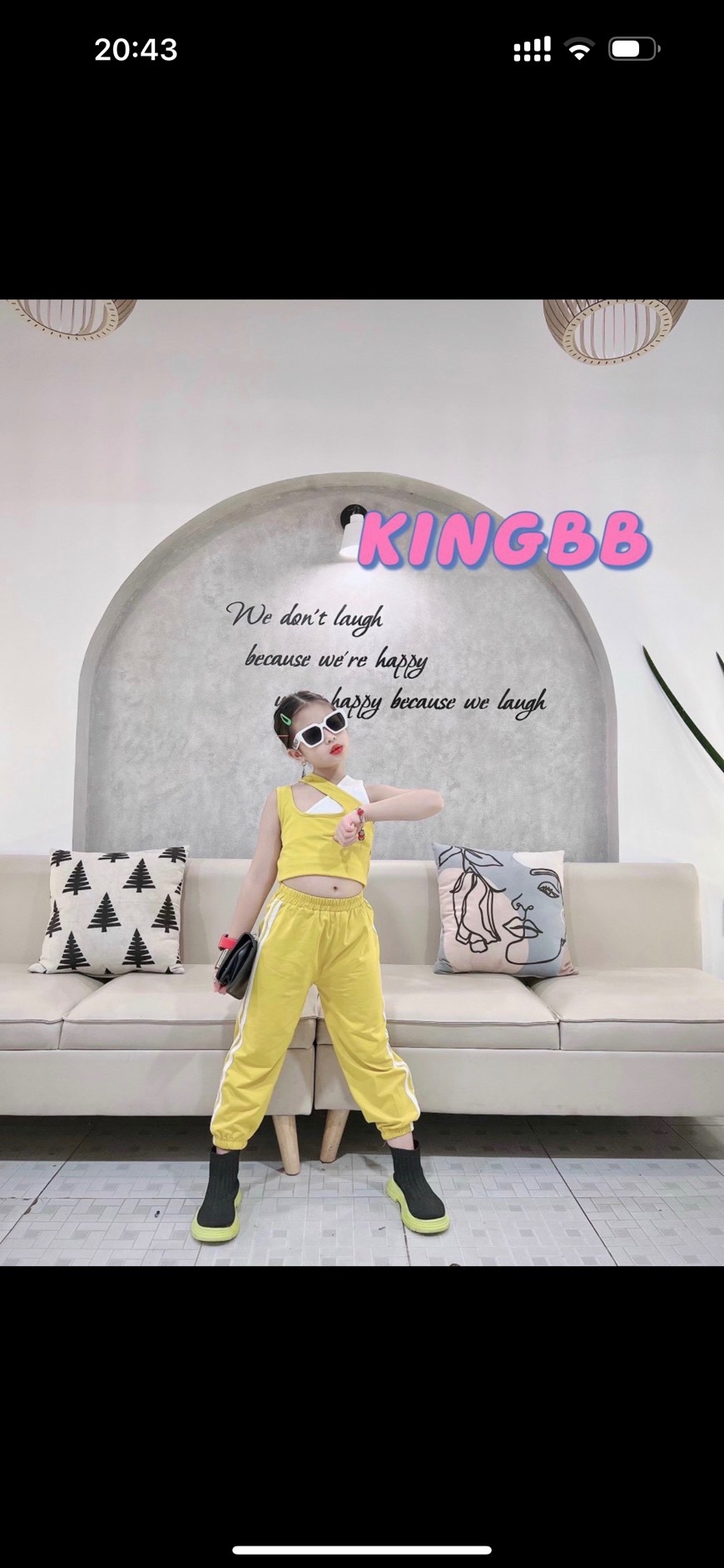 ￼bg33- bộ áo lệch vai quần alibaba cho bé