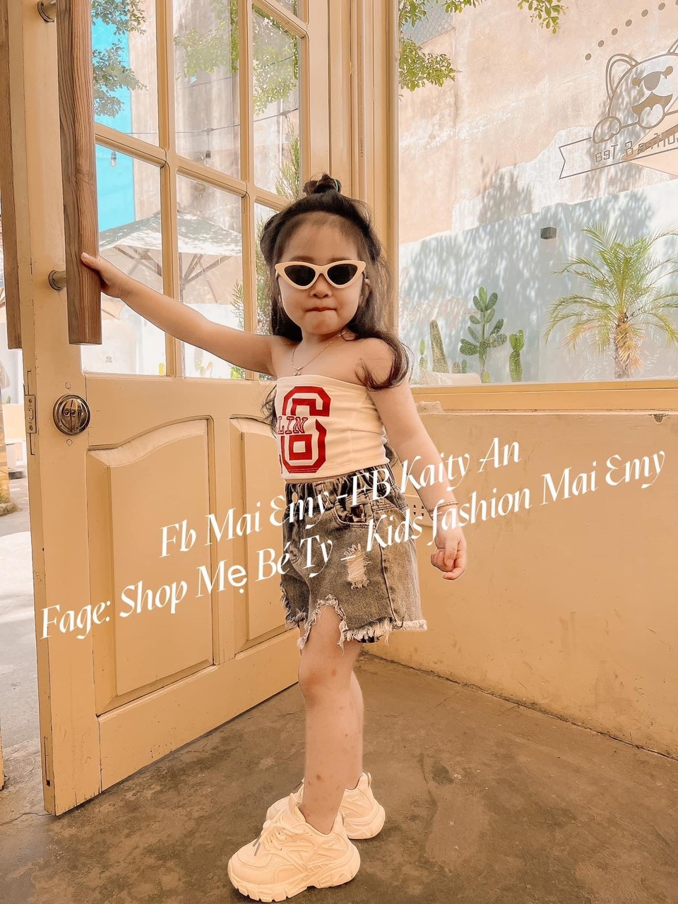 ￼bg36- bộ áo quây số 16 quần bò khói cho bé