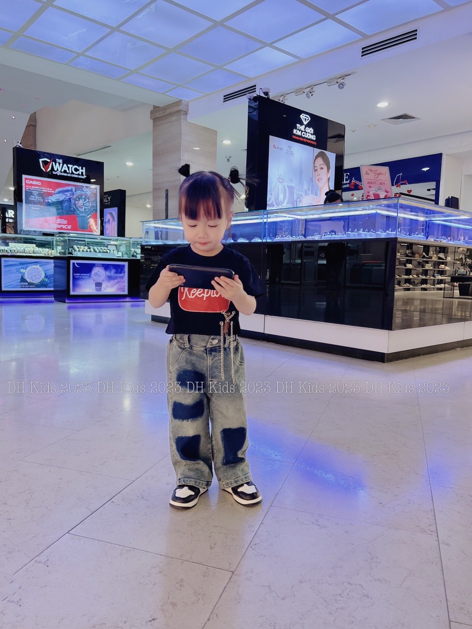 ￼bg67- bộ keep xích quần bò bé gái