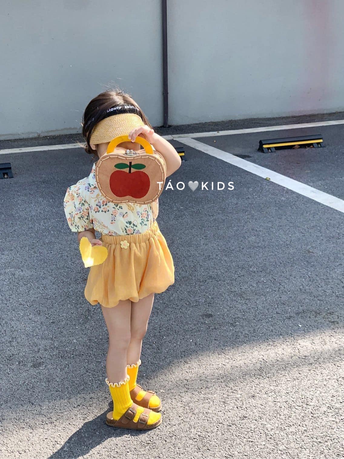 ￼bg87- bộ áo hoa cổ vest quần bồng bé gái