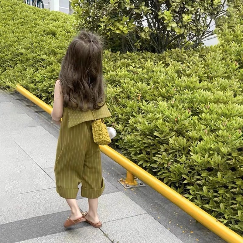 ￼bg86- bộ kẻ xanh crop quần xuông tk cho bé