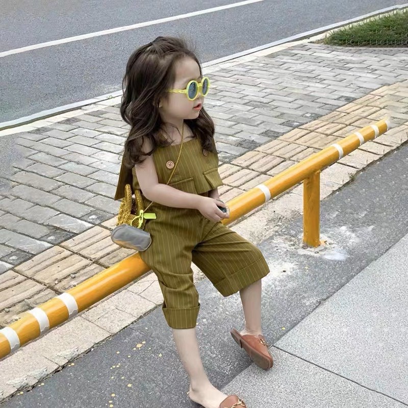 ￼bg86- bộ kẻ xanh crop quần xuông tk cho bé