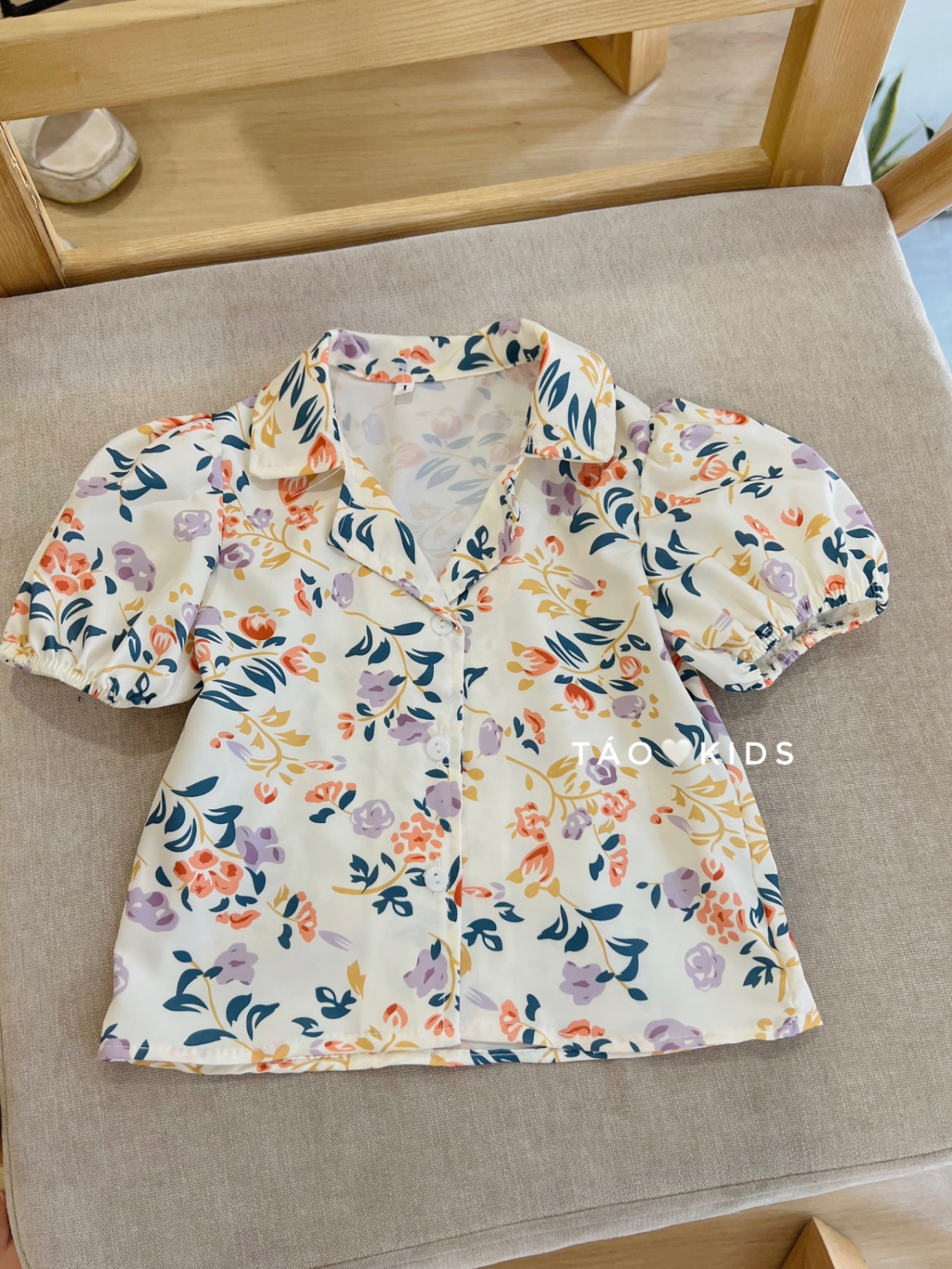 ￼bg87- bộ áo hoa cổ vest quần bồng bé gái