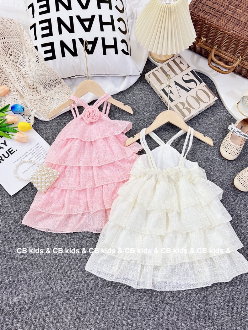 ￼bg171- váy tầng cổ dây yếm bé gái cb