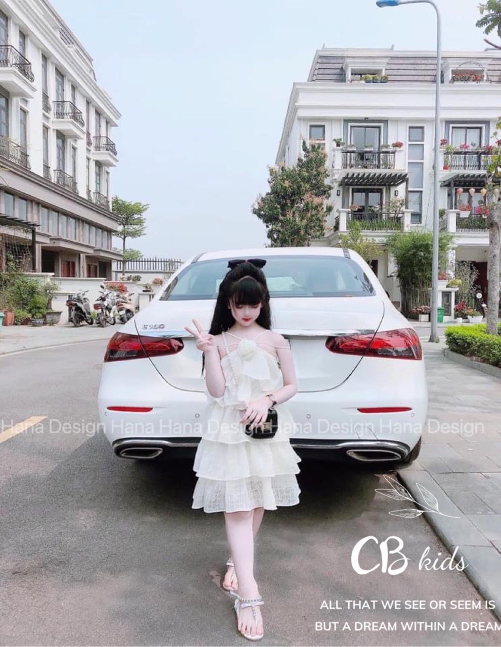 ￼bg171- váy tầng cổ dây yếm bé gái cb