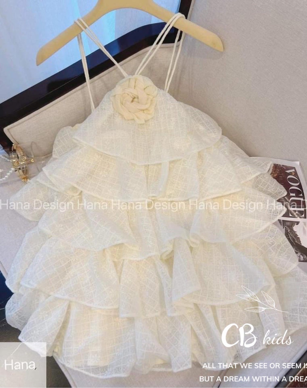 ￼bg171- váy tầng cổ dây yếm bé gái cb