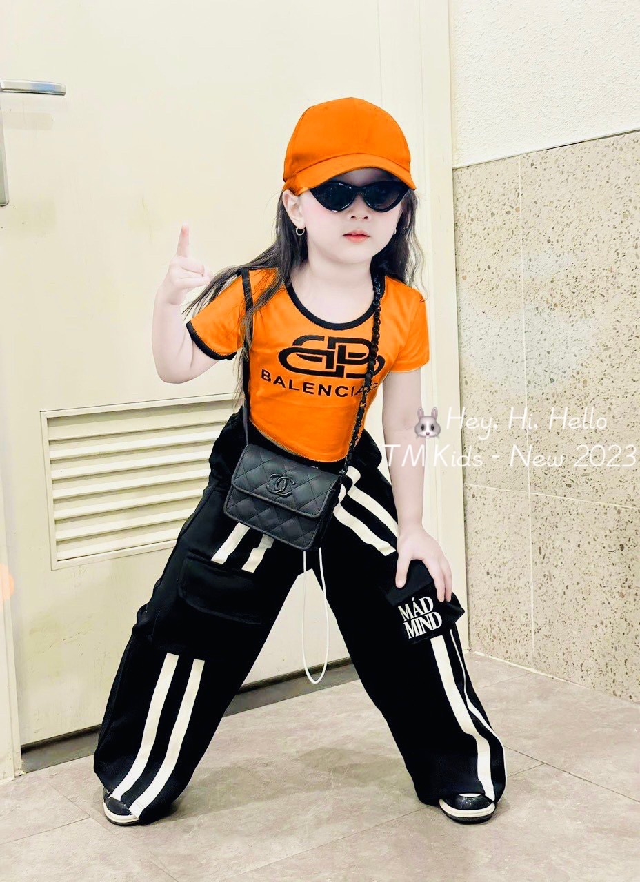 Bg406- sét 3 chi tiết crop bb quần kaki xuông bé gái