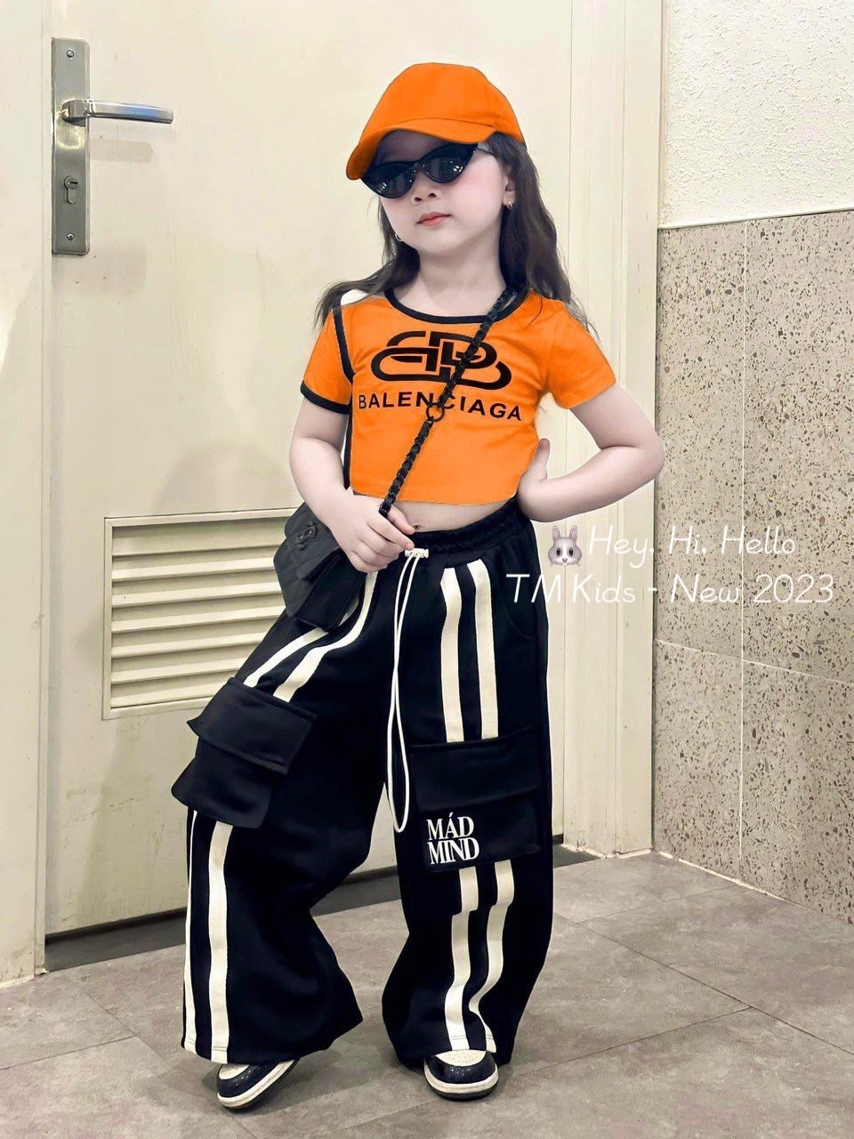 Bg406- sét 3 chi tiết crop bb quần kaki xuông bé gái