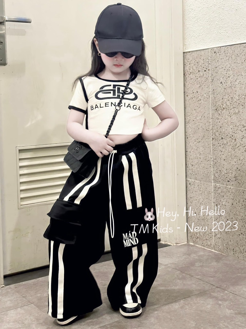 Bg406- sét 3 chi tiết crop bb quần kaki xuông bé gái